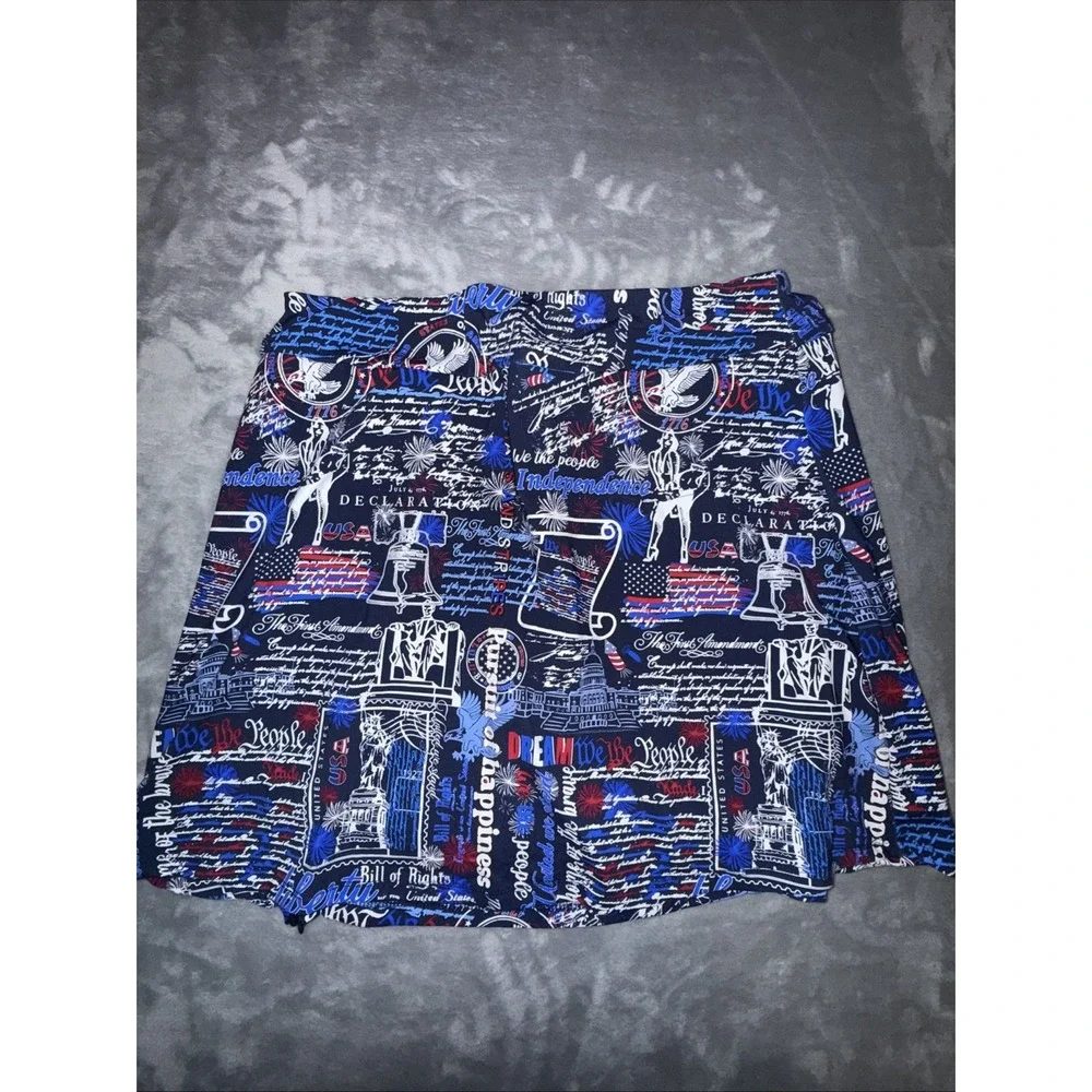 LULU B UPF 50+ Zip Skort Women's L Script Americana Constitution and Liberty